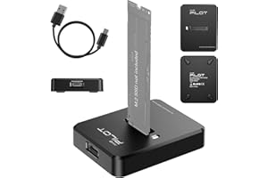 AMZPILOT M.2 NVMe & SATA to USB C Docking Station, M.2 SSD to USB A C Reader Adapter for Both M.2 (M Key, B+M Key) NVMe and SATA NGFF SSD Dock, Size for 2280 2260 2242 2230 22110 Enclosure - Plastic