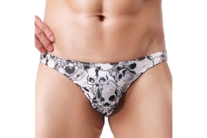 Swbreety Men's Mini Bikini Briefs Low Rise Sexy Skull Print Underwear Thongs