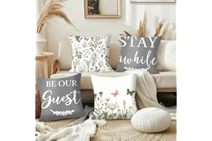 Set of 4 Spring Summer Throw Pillow Covers Floral Double-Sided Printing Cushion Cover for Sofa Home Décor 17" L x 17"
