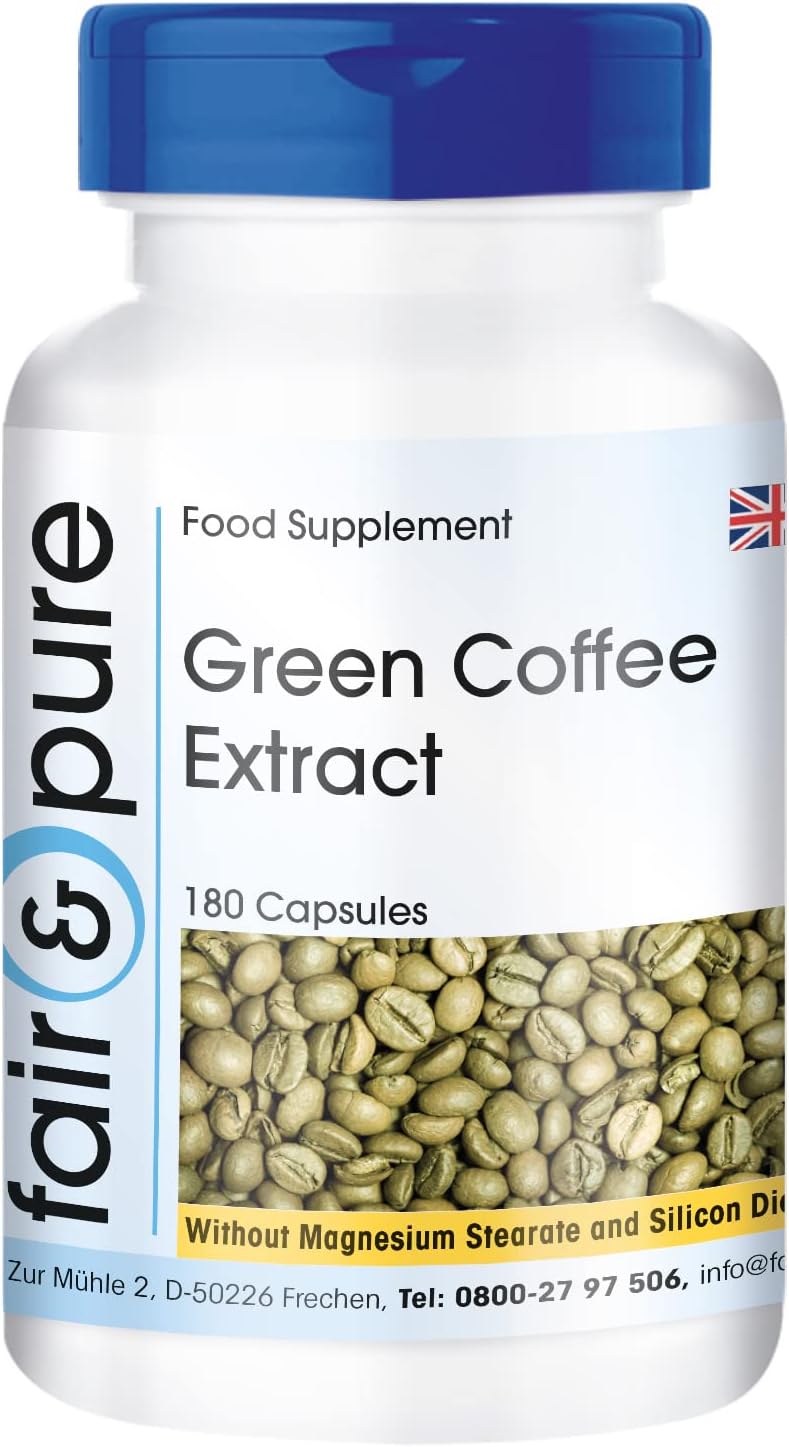 Fair & Pure Green Coffee Bean Extract 500mg Vegan 180 Capsules