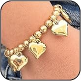 Gold Beaded Bracelets for Women Non Tarnish Dainty Heart Charm Bracelet for Womens Bead Bracelets Stack Jewelry Birthday Christmas Gifts 2025