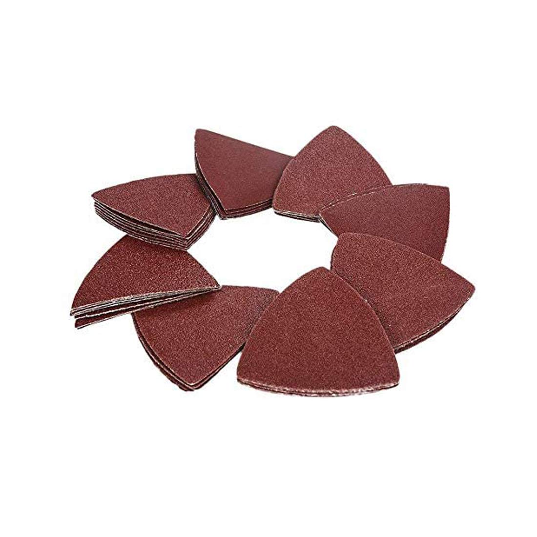 OxoxO 80mm Triangular Sanding Pad Abrasive Sandpaper NO Hole 60 80 120 180 240 Grits Aluminum Oxide Hook & Loop Sanding Sheets (50-Pack) — image 1