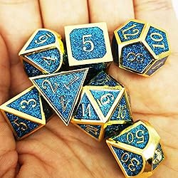 Haxtec Metal Dice Set D&D Sparkling 7PCS DND Dice