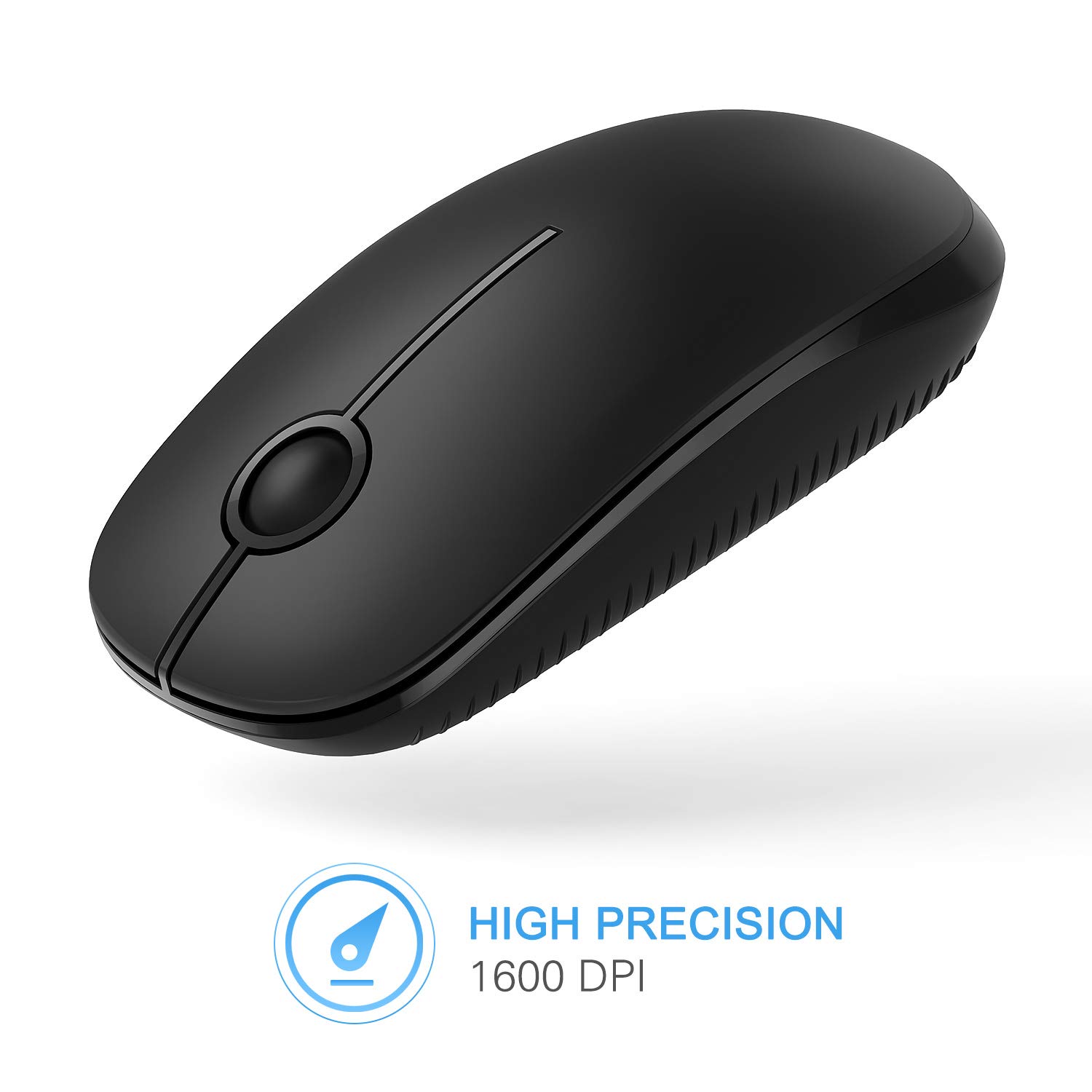 Vssoplor Wireless Mouse, 2.4G Slim Portable Computer Laptop Mouse with Nano Receiver Quiet Silent Optical Mice for Notebook, PC, Laptop, Computer-Black