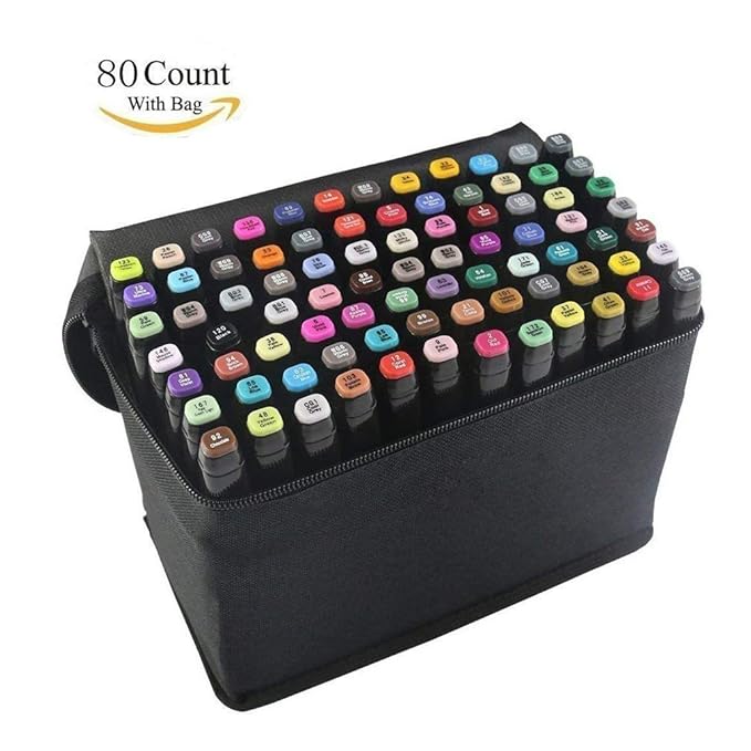 title=AKCRTN 80 Colori Pennarelli indelebili, Unici Penne Colorate con Doppia Punta A