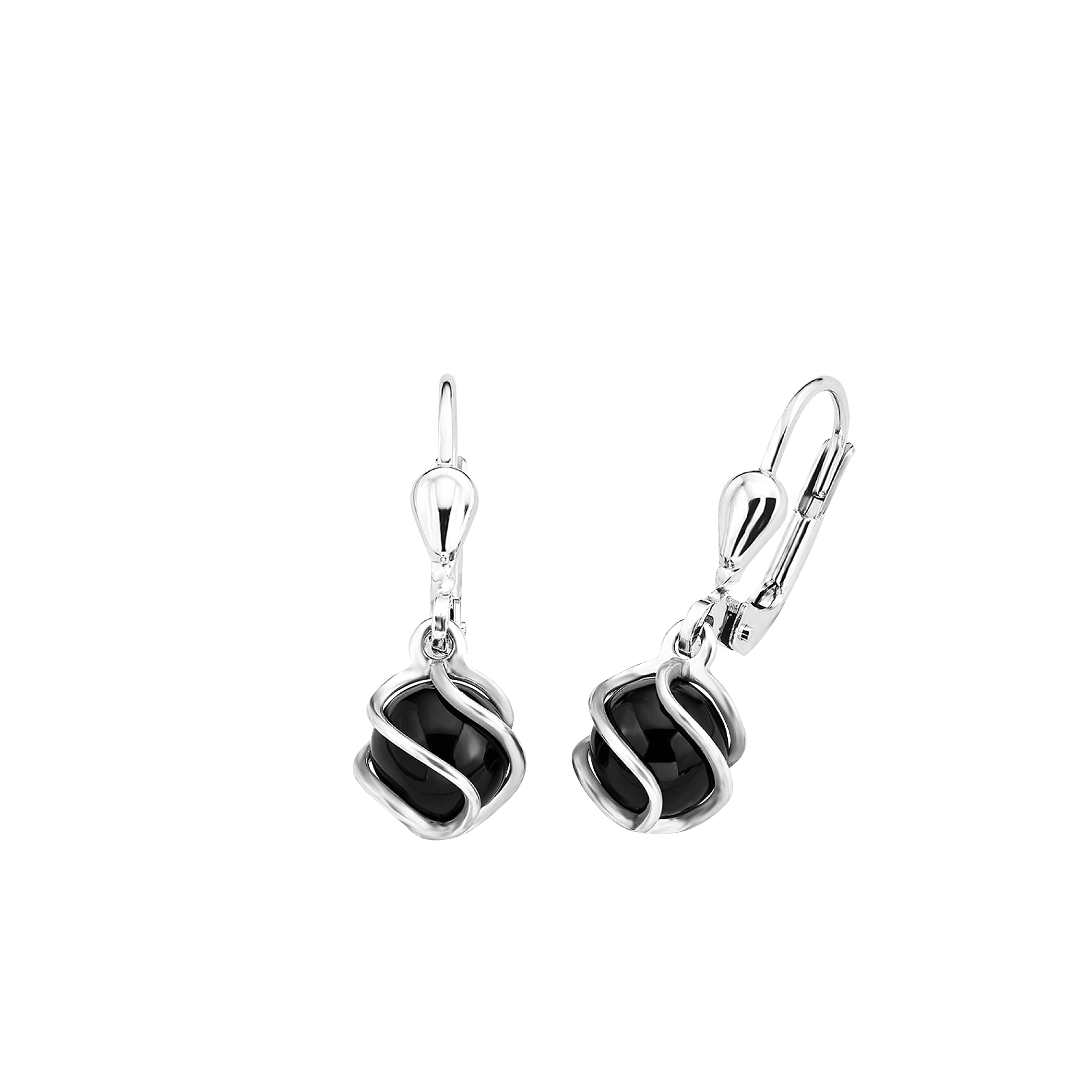 Amor Earrings Women Ear jewelry, with Onyx, 2,2 cm, Black, Comes in jewelry gift box, 2017170