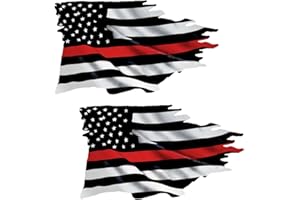 AZ HOUSE OF GRAPHICS Thin RED Line Tattered Flag Sticker 2 Pack - FS2083