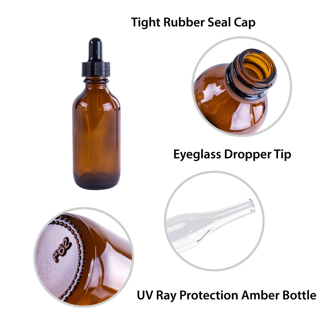 2oz Amber Glass Bottles with Glass Eye Dropper Dispenser for Essential Oils, Chemistry Lab Chemicals, Colognes & Perfumes (6 Pack): Industrial & Scientific