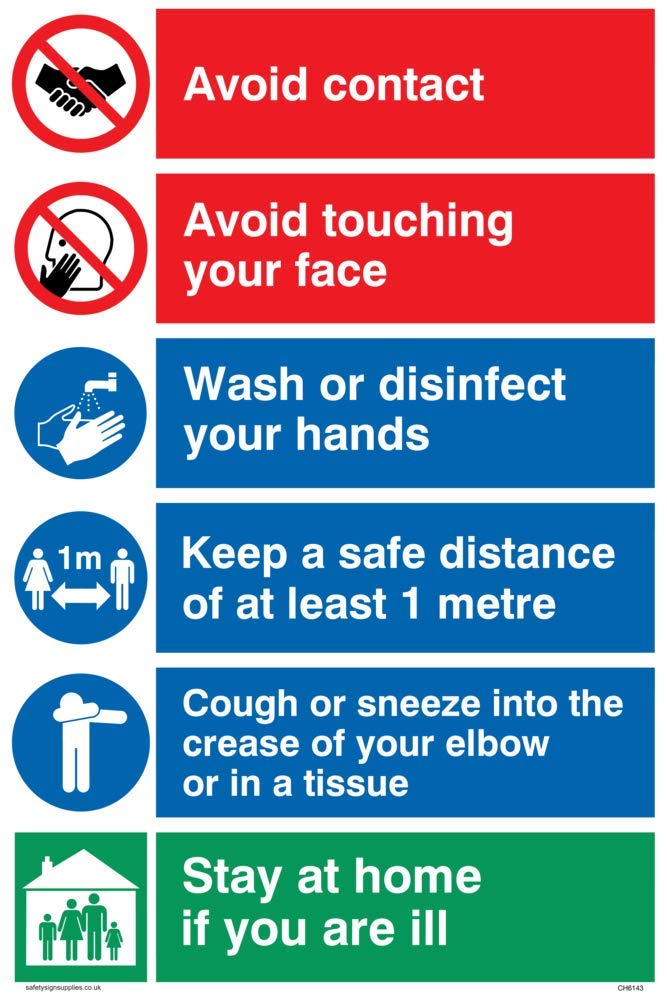 Covid 19 multi sign - 1 metre