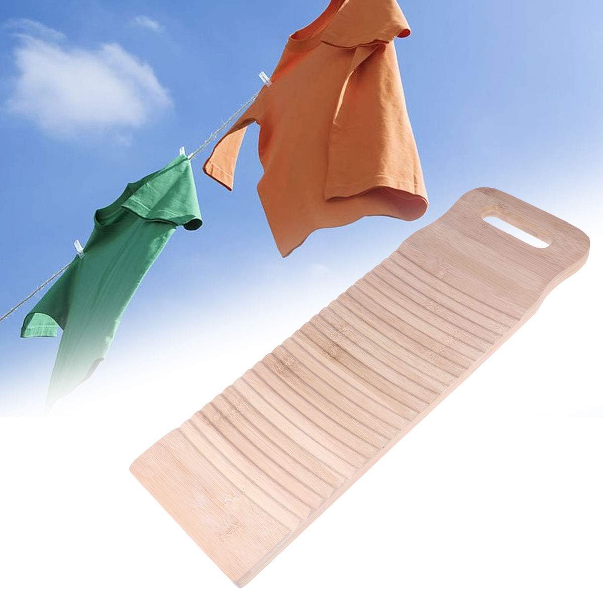 OUNONA Solid Wooden Washboard Old-fashioned Laundry Washboard Antislip Shirts Cleaning Washboard - Image 3