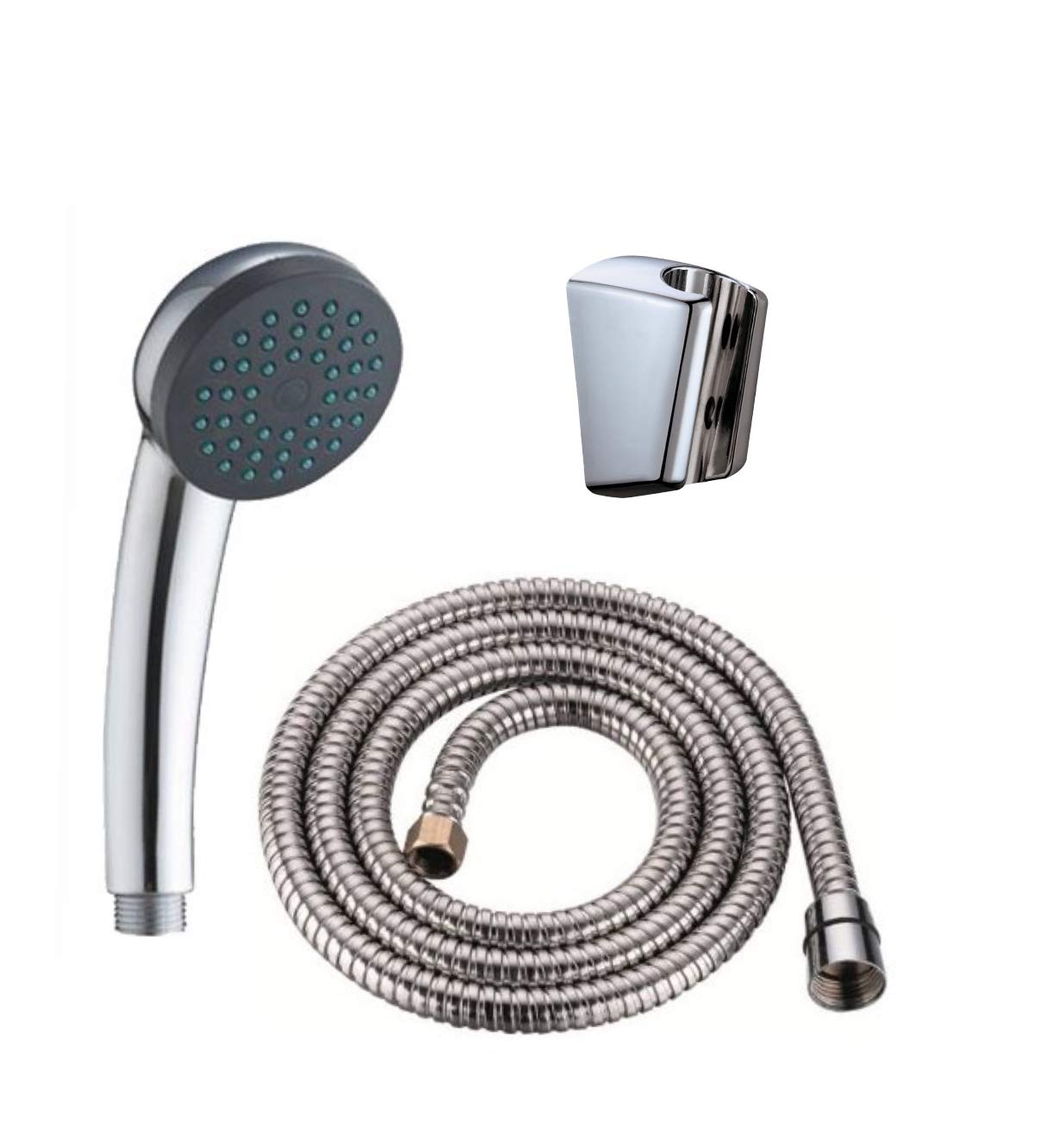 Bath tap Shower Attachment Kit Rose Head, Flexible Stainless Steel Hose and Wall Bracket (SH060)