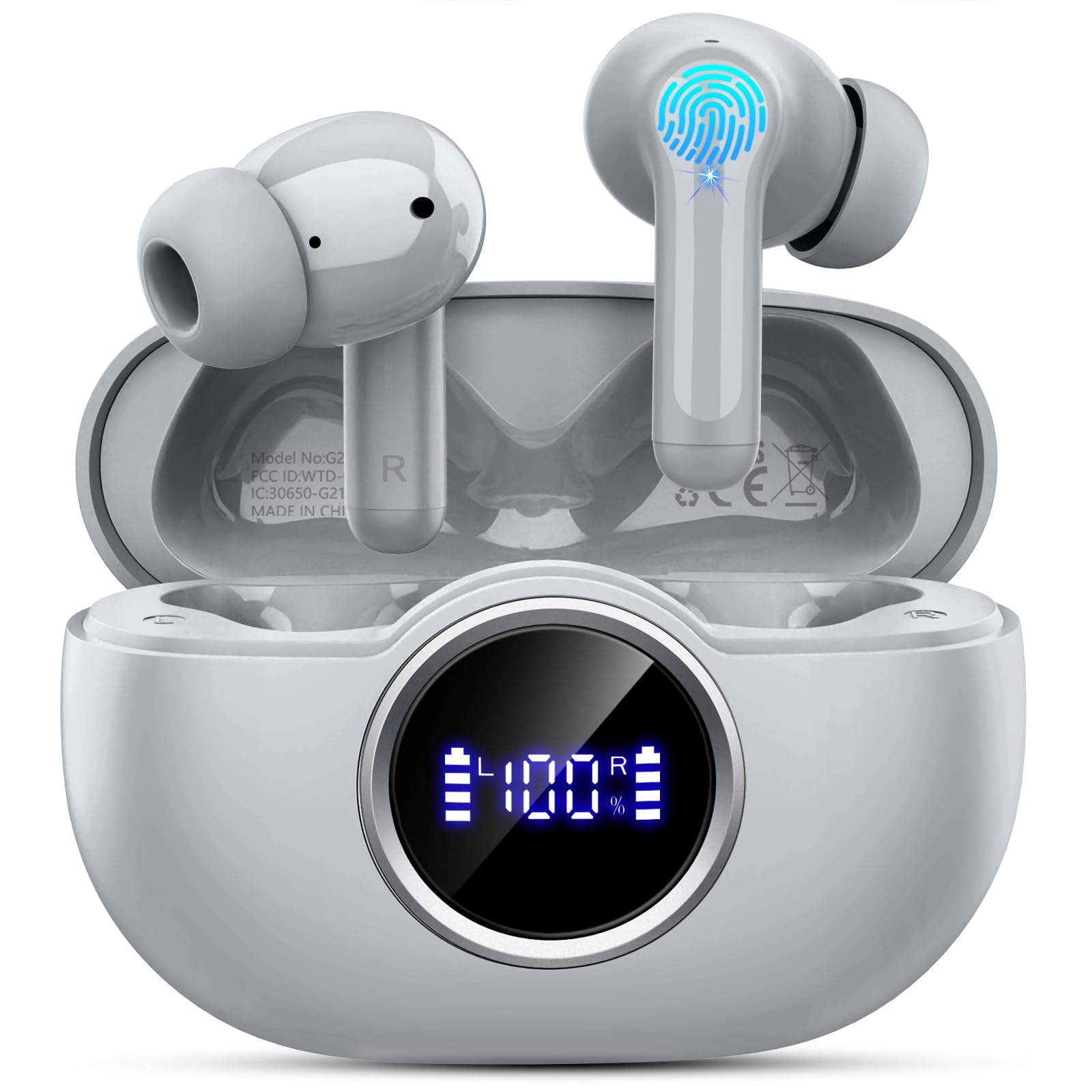 Photo 1 of Rinsmola Wireless Headphones, 2025 Bluetooth 5.4 Earbuds 3D Hi-Fi Stereo Bass Ear Buds, 4 ENC Noise Cancelling Mic, 40H in-Ear Earphone Sport, IP-X7 Waterproof Workout Gym for Android iOS Laptop Pad