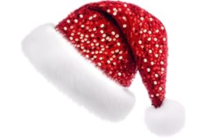 Ausejopeac Purple Christmas Hat for adults,Personalized Purple Sequin Santa Hat Xmas Super for Xmas Holiday New Year Party