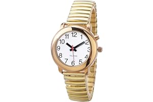 ViLoSa English Talking Watch Speaks The Time, Date or Alarm time for Elderly, Impaired Sight or Blind. White Face-Black Numbers with Stainless Expand Strap