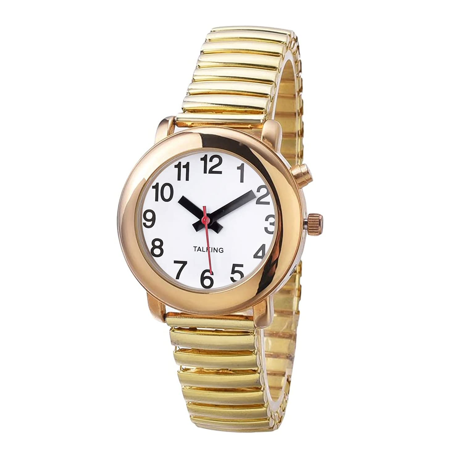 ViLoSa English Talking Watch Speaks The Time, Date or Alarm time for Elderly, Impaired Sight or Blind. with Adjustable Expand Strap Suit All Size Wrists.