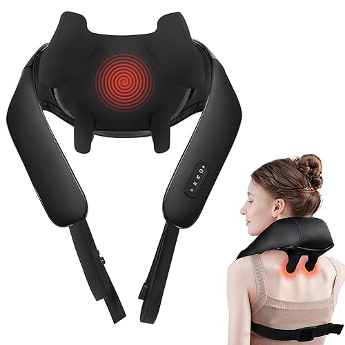 Neck Massager with Heat - Cordless Shiatsu Neck and Back Massager for Pain Relief Deep Tissue, Rechargeable 6D Kneading Brushless Motor Shoulder Massage Gifts for Women Men Home Office Car Christmas