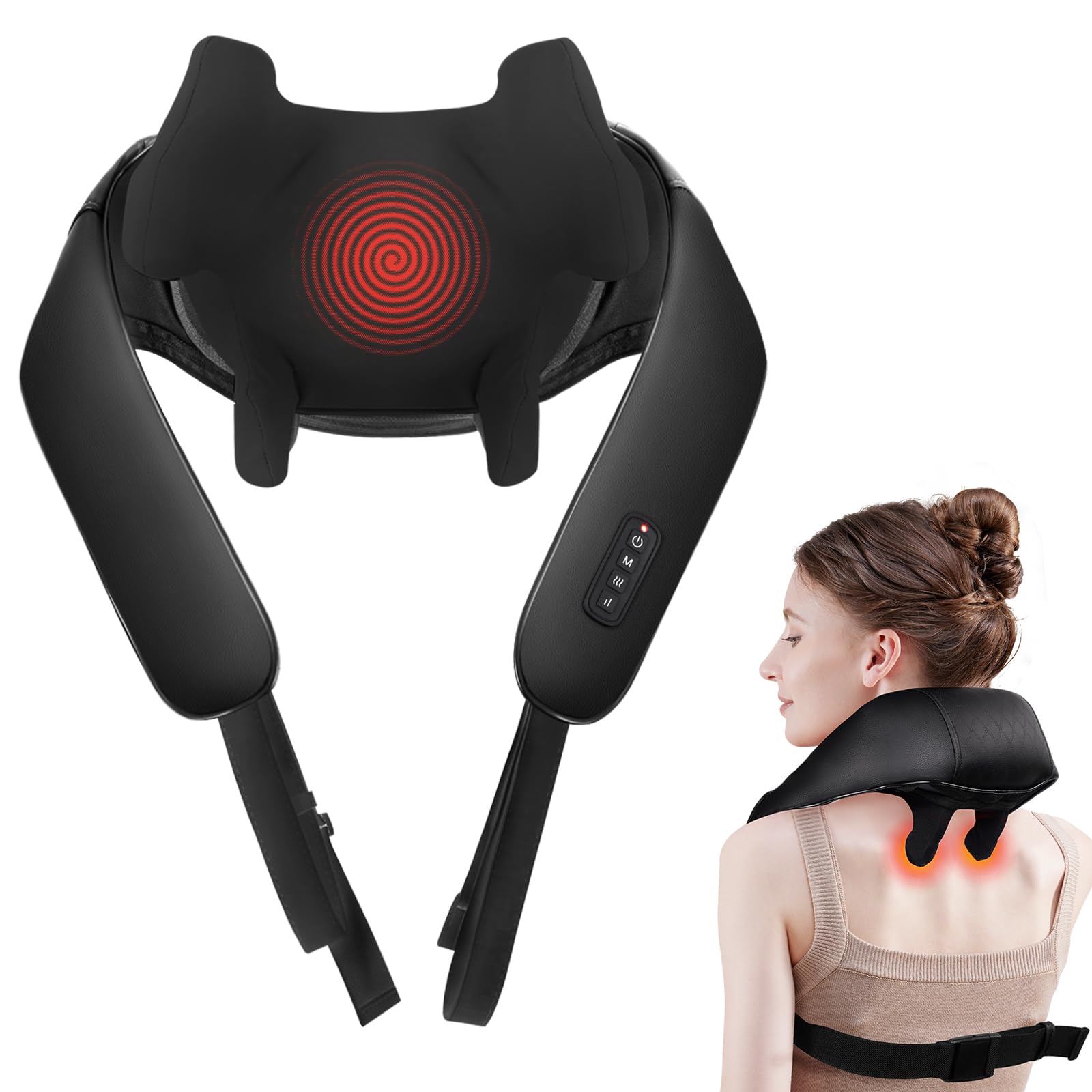 Photo 1 of Neck Massager with Heat - Cordless Shiatsu Neck and Back Massager for Pain Relief Deep Tissue, Rechargeable 6D Kneading Brushless Motor Shoulder Massage Gifts for Women Men Home Office Car Christmas