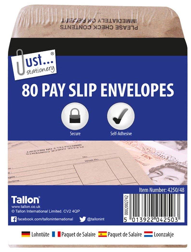 80X Quality Wage Slip Packet/Dinner Money Envelopes Brown Manilla Self Seal