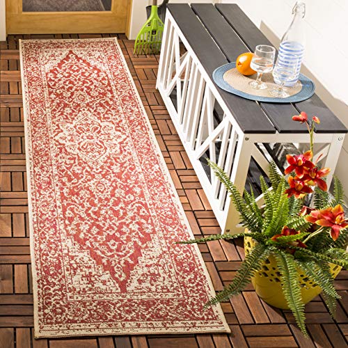SAFAVIEH Washable Rug Outdoor Beach House Collection - 2'2" x 12' Runner, Red &…