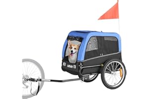 VEVOR Dog Bike Trailer, Supports up to 66 lbs, Pet Cart Bicycle Carrier for Small & Medium Dogs, Easy Folding Frame with Quick Release Wheel, Universal Bicycle Coupler, Reflector, Flag, Internal Leash