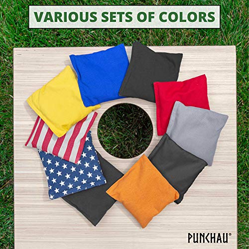 Punchau Corn Filled Cornhole Bean Bags - Set of 8 Bags for Corn Hole Toss Game - Regulation Size & Weight - 4 Orange and 4 Black - Thumbnail 2