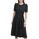 DKNY Womens Jewel Neck Scuba Crepe Dress