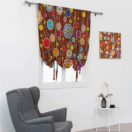 Cortinas de amarre para ventanas amarillas y rojas para cortina de baño