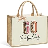 WFDN Jute Canvas Tote Bag for Women - 40th 50th 55th 60th 65th 70th 75th 80th Birthday, Mother's Day, Christmas Gift