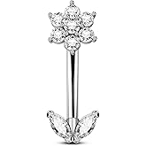 COCAHRM 14G Flower Belly Button Rings Small 10MM Silver/Gold Belly Button Ring 316L Stainless Steel Belly Piercing Jewelry