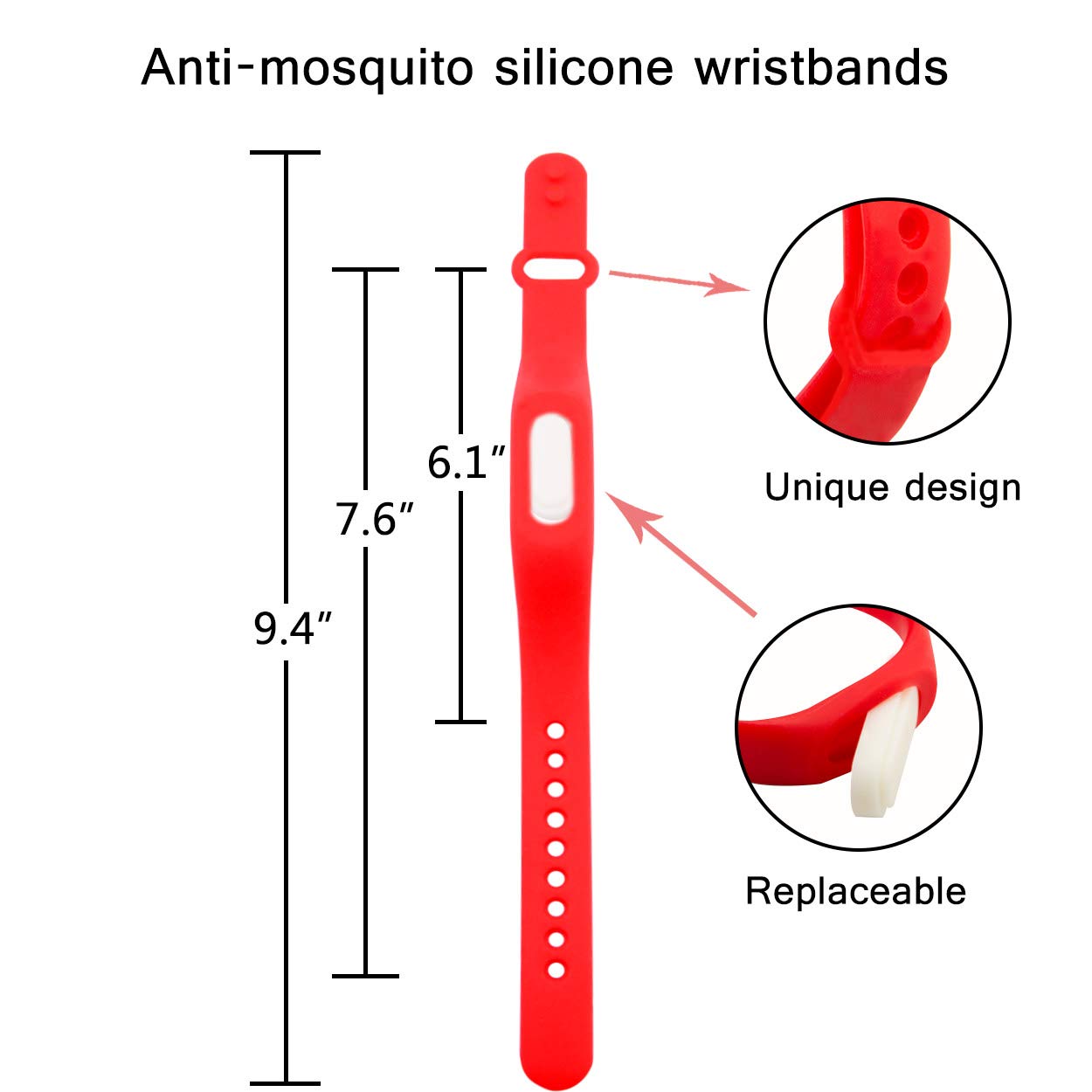 5pcs Mosquito Repellent Bands, 100% Natural Deet-free Wristbands, Reusable Waterproof Travel Insect Repellent Bracelets for Camping, Jogging, Hiking, Fishing
