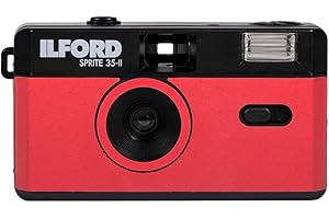Ilford Sprite 35-II Reusable/Reloadable 35mm Analog Film Camera (Red and Black)