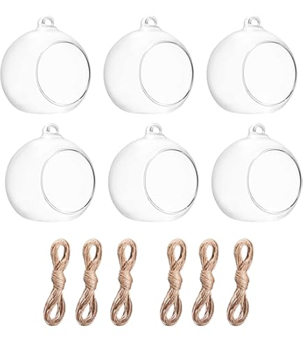 Ecosides Set Of 12 Hanging Glass Globe 80MM, Tealight Candle Holder Glass Orbs Terrariums