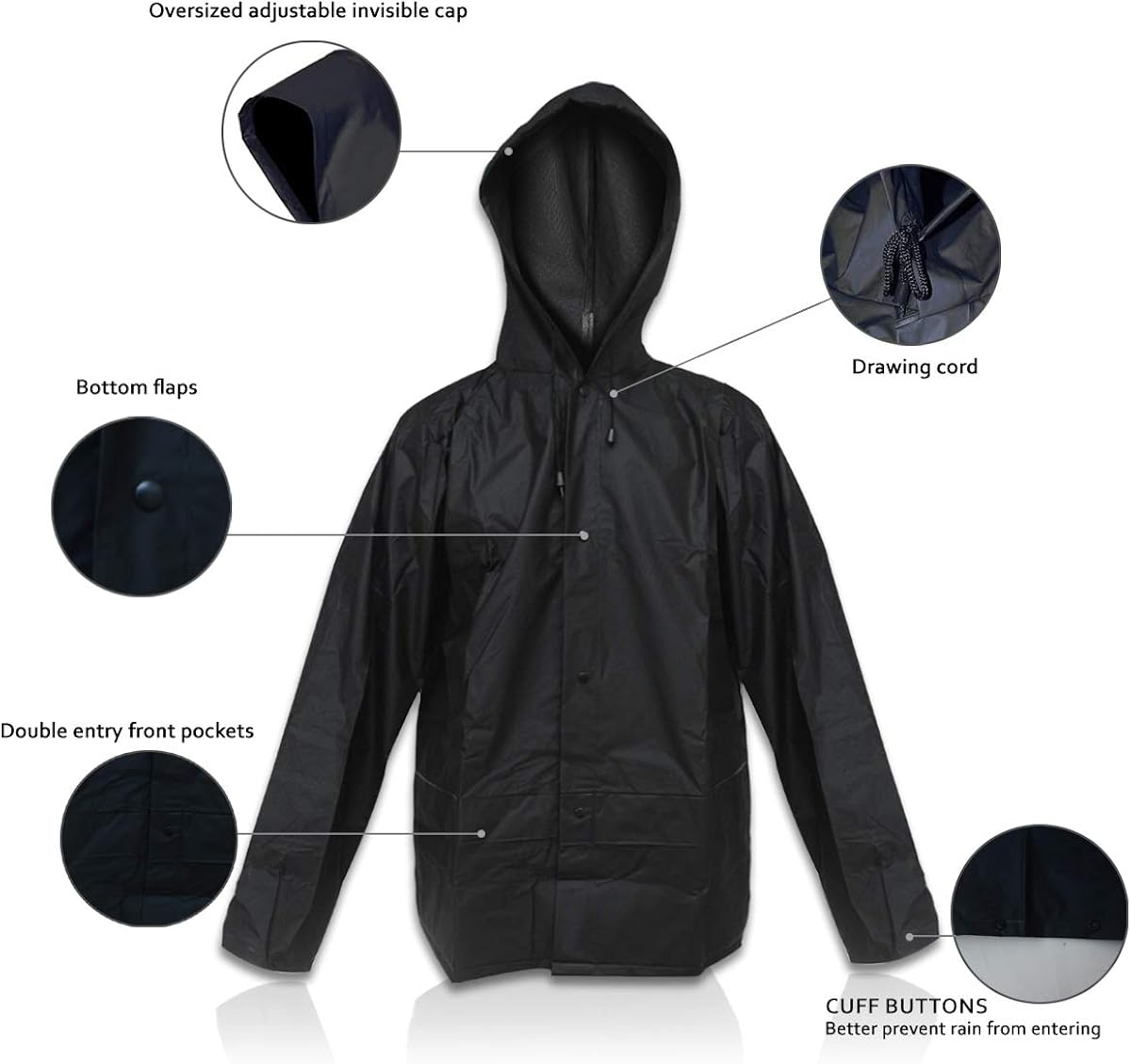 Rain Suit for Men Women EVA Ultra-Lite Waterproof Protective Rain Coat Jacket with Pants Rain Gear Workwear: Clothing