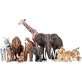 14PCS Realistic Safari Animal Toys with Wild Jungle Figurines for Toddlers | Sturdy Safe Creatures Figures, Educational Learning Playset with Lion, Elephant, Birthday Gifts for Boys Girls