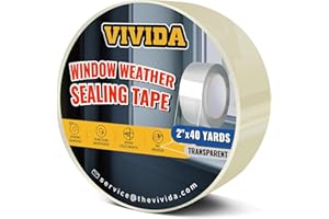 VIVIDA Transparent Window Weather Sealing Tape, 2 Inch x 40 Yards(120 Ft), Clear Window Tape, Heavy Duty Draft Isolation Window Weather Sealing Film Tape for Doors & Windows & A/C Units, 1 Pack