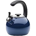 Circulon Enamel on Steel Whistling Teakettle/Teapot With Flip-Up Spout, 2 Quart - Navy
