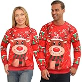 QMKKX Ugly Christmas Sweatshirts for Women Men,Ugliest Unisex Womens Mens Sweatshirt,Funny Novelty Xmas Deer Sweater Shirt