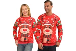 QMKKX Ugly Christmas Sweatshirts for Women Men,Ugliest Unisex Womens Mens Sweatshirt,Funny Novelty Xmas Deer Sweater Shirt