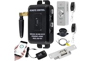 QTTYELOK WiFi Tuya Access Control System Kit 433MHz Wireless Smart APP Remote Control Door Opener + NC Fail Safe Electric Strike Lock + Exit Button + Power Plug