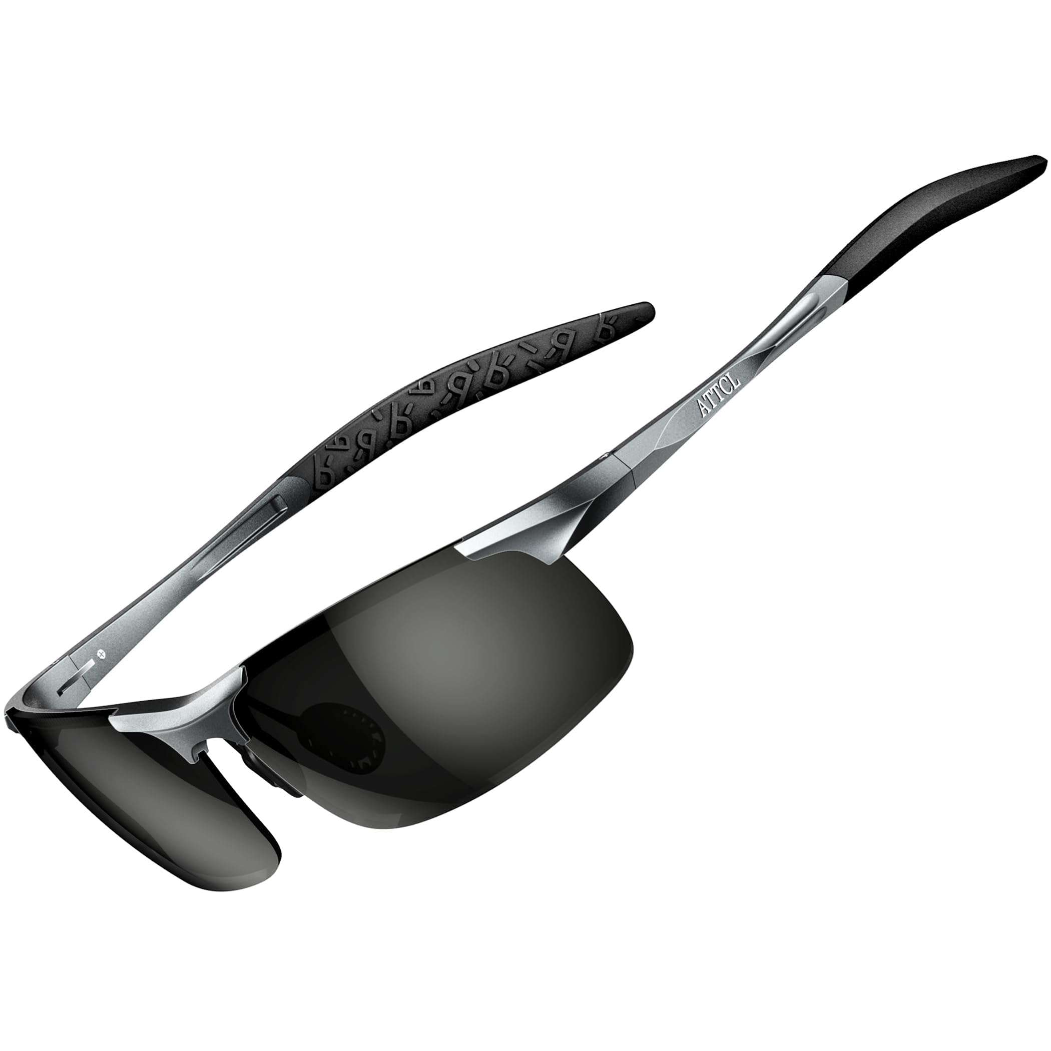 ATTCL Men's Sports Polarized Sunglasses For Driver Golf Fishing Unbreakable Metal Frame 8177 Grey