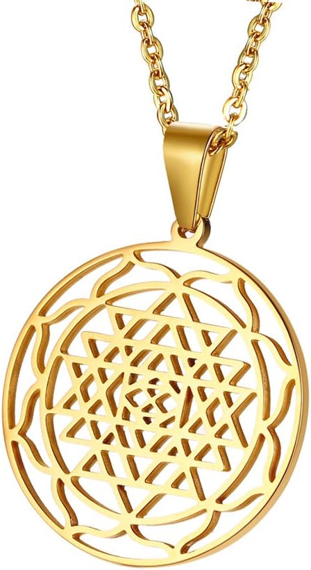 XUANPAI Stainless Steel Hindu Yantra Shri Chakra Yoga Pandent Necklace Hinduism Amulet Talisman Jewelry