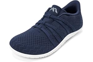 Sosenfer Women's Wide Toe Box Minimalist Barefoot Shoes Hands Free Slip On Sneakers Knit Zero Drop Sole Walking Shoes