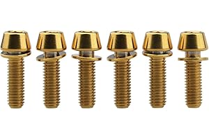 Wanyifa Titanium Ti Allen Hex M5x16 18mm Tapered Head Bolt with Washer Screw for Bicycle Stem Parts Pack of 6 (Gold, M5x16mm)