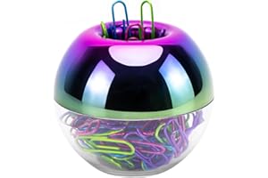 MEI YI TIAN Rainbow Paper Clips Holder Medium Holographic Paper Clip Dispensers 100pcs 28mm Colorful Paperclips for Desk Organizer Accessories (Rainbow)