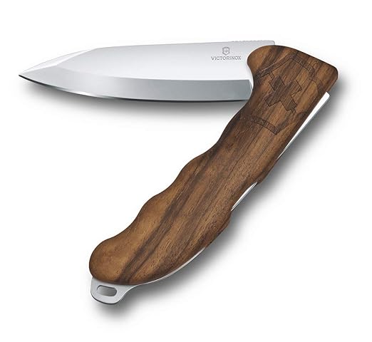 Victorinox Jagdmesser Hunter Pro, Holzgriff, Scharf, Grosse Feststellklinge, inkl. Kunstleder Gürteletui