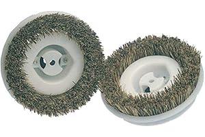 Koblenz Floor Scrubbing Brushes, Compatible with 12-inch Floor Polisher, Scrub Brushes with Tampico and Cocoa Bristles, 2-Pack, Standard, Beige/White, 9" L x 6" W x 2" H, 45-0134-2