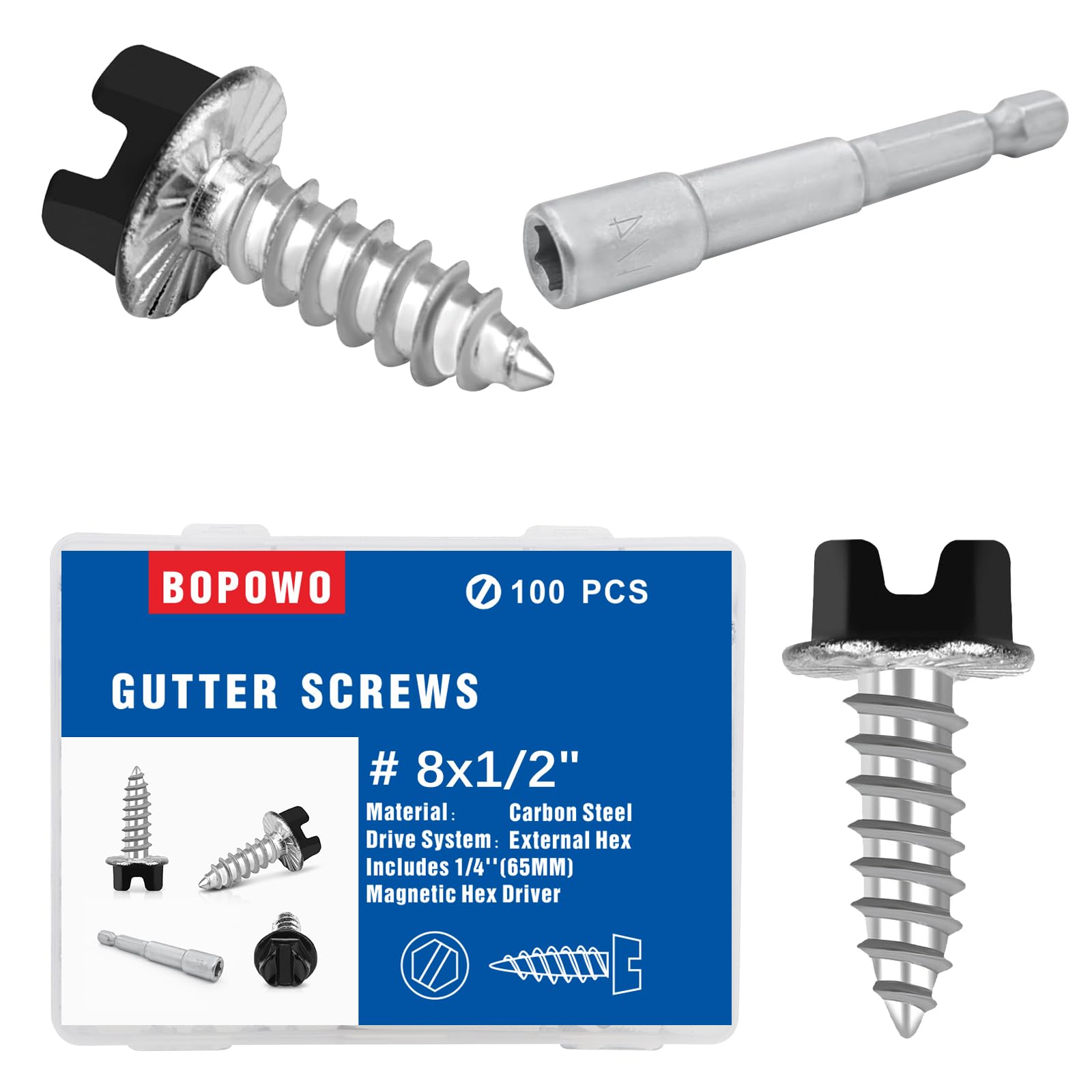 Bopowo Self-Tapping Gutter Screws Black Painted