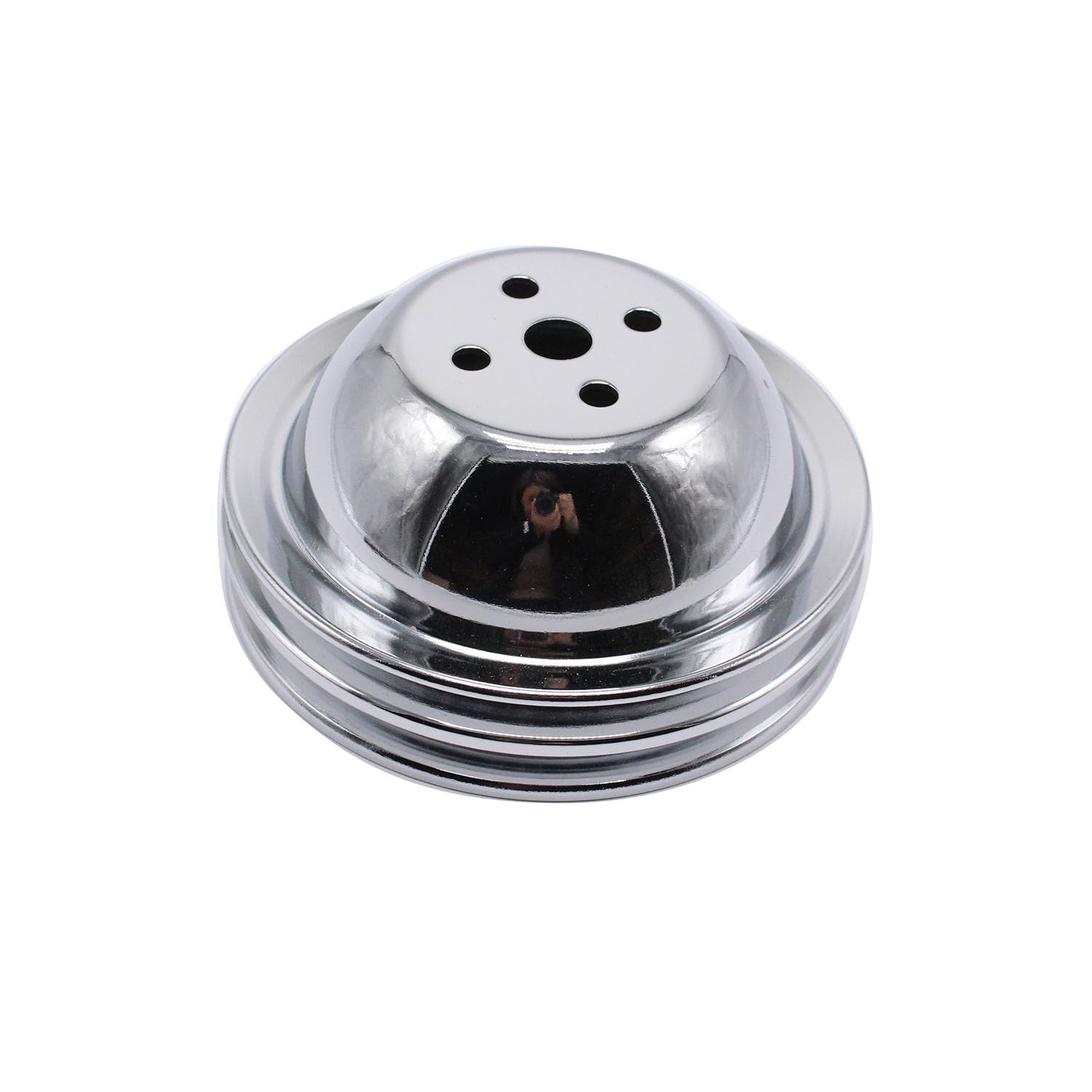 Photo 1 of 1 pc SHLPDFM Silver Chrome BBC Short Water Pump Pulley SWP Double 2 Groove Fits for Big Block Chevy Short Water Pump 396 427 454 1965-1969