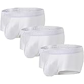 SUMABA Sexy Mens Sparkly Boxer Briefs Short Ice Silk Bulge Enhance Underwear Low Rise Boxers No Fly Male Trunks White Man Briefs Underpants 2xl