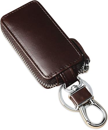 Amazon Marsace キーケース 車キーケース アンチロストキーチェーン付き メンズ レディース 本革 防水 スマートキー キーカバー 牛革 おしゃれ シンプル 無地 ユニセックス 盗難防止 コーヒー キーケース キーホルダー 車 バイク